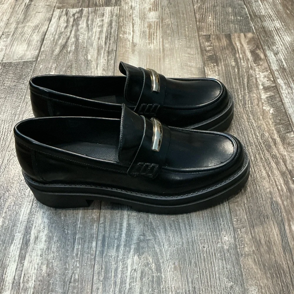 Steve Madden Elegant Black Leather Loafers Size 10 - Picture 10 of 16